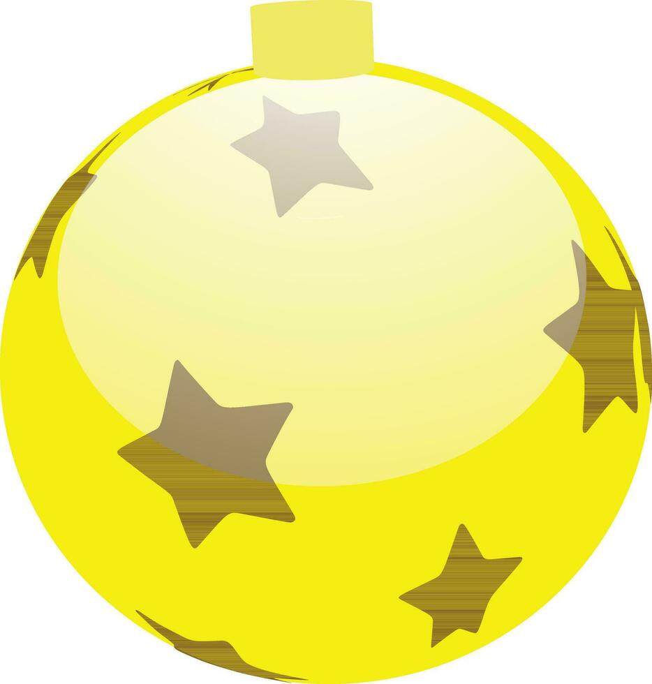 sterren versierd geel Kerstmis bal. vector