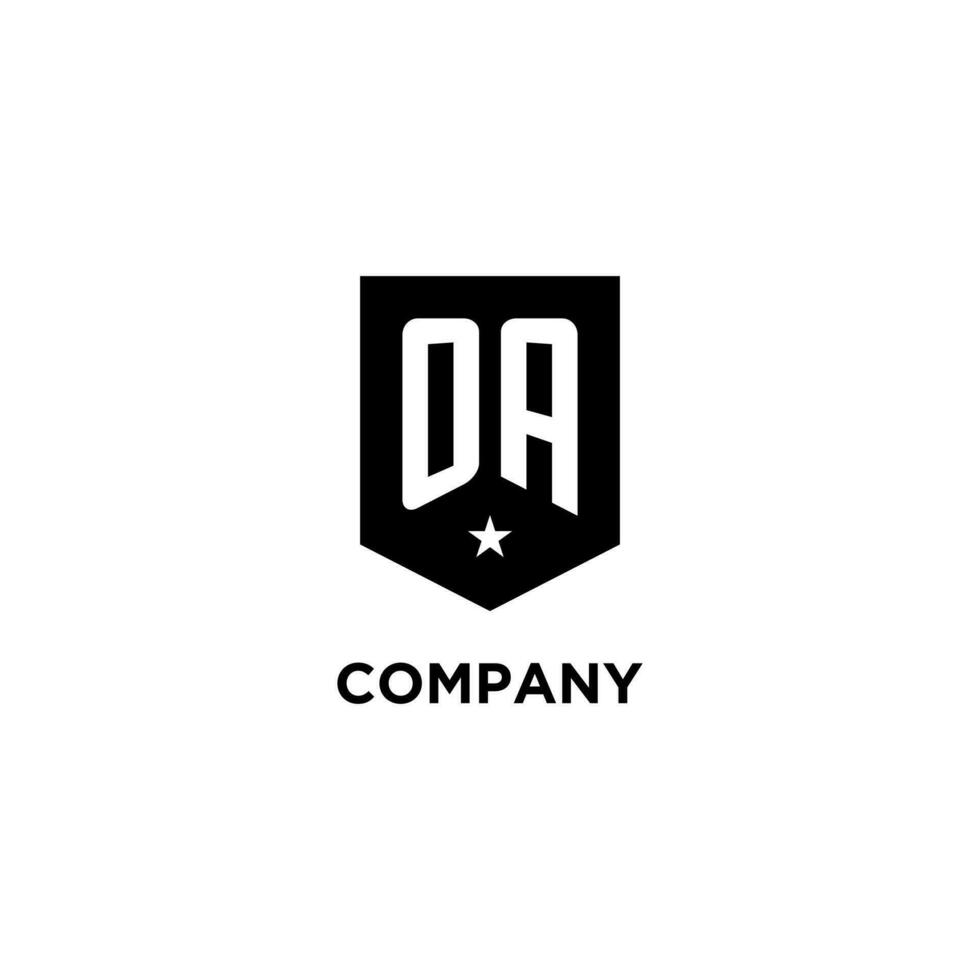 oa monogram eerste logo met meetkundig schild en ster icoon ontwerp stijl vector