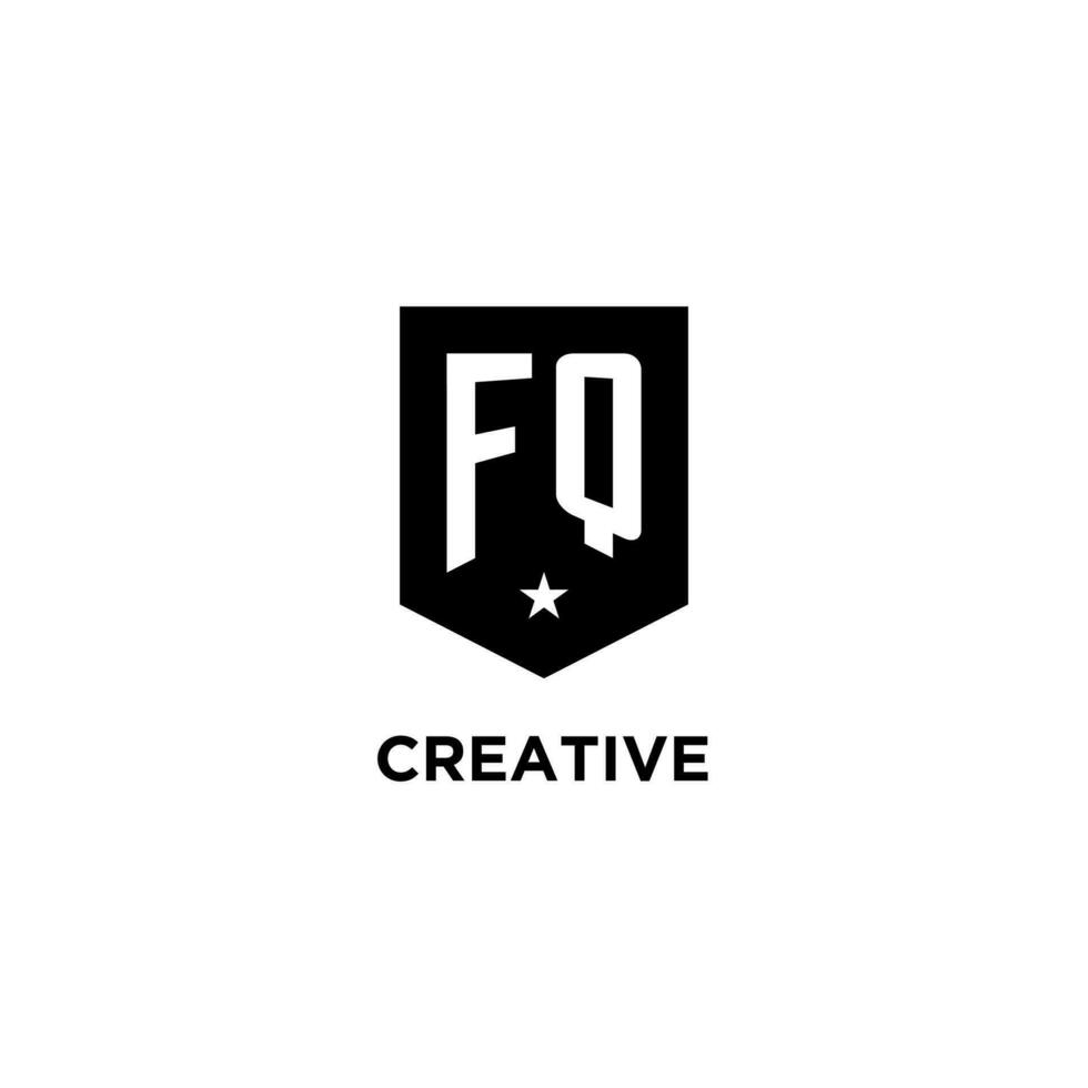 fq monogram eerste logo met meetkundig schild en ster icoon ontwerp stijl vector