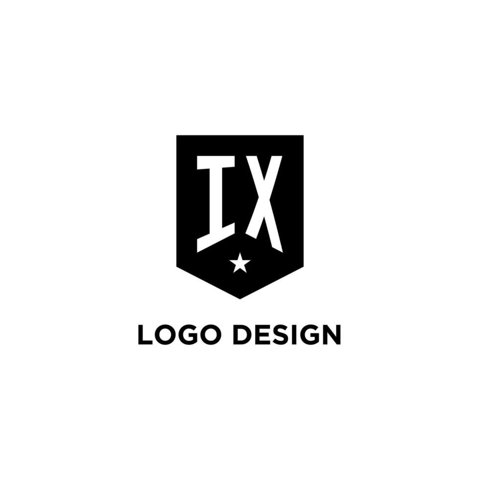 ix monogram eerste logo met meetkundig schild en ster icoon ontwerp stijl vector