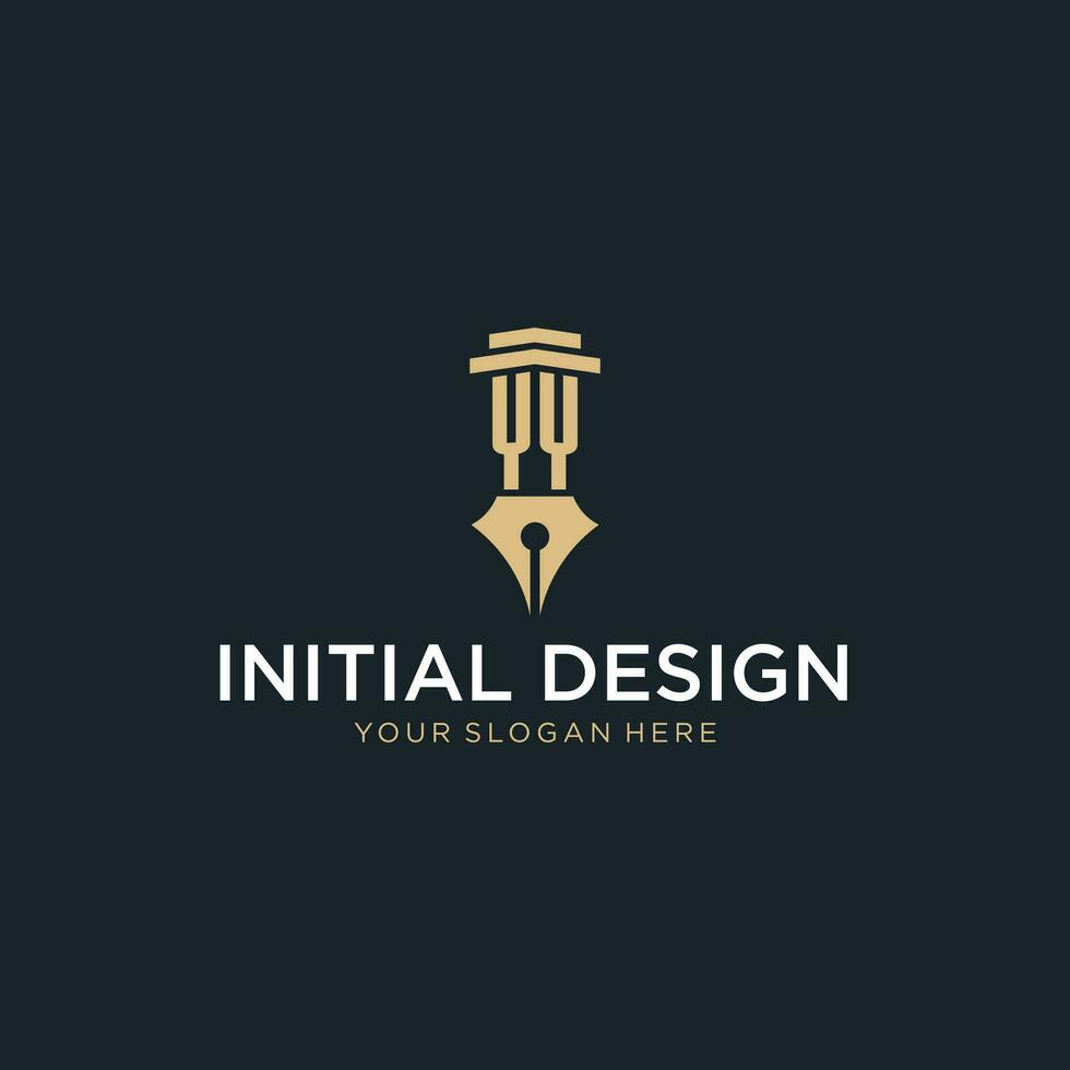 yy monogram eerste logo met fontein pen en pijler stijl vector