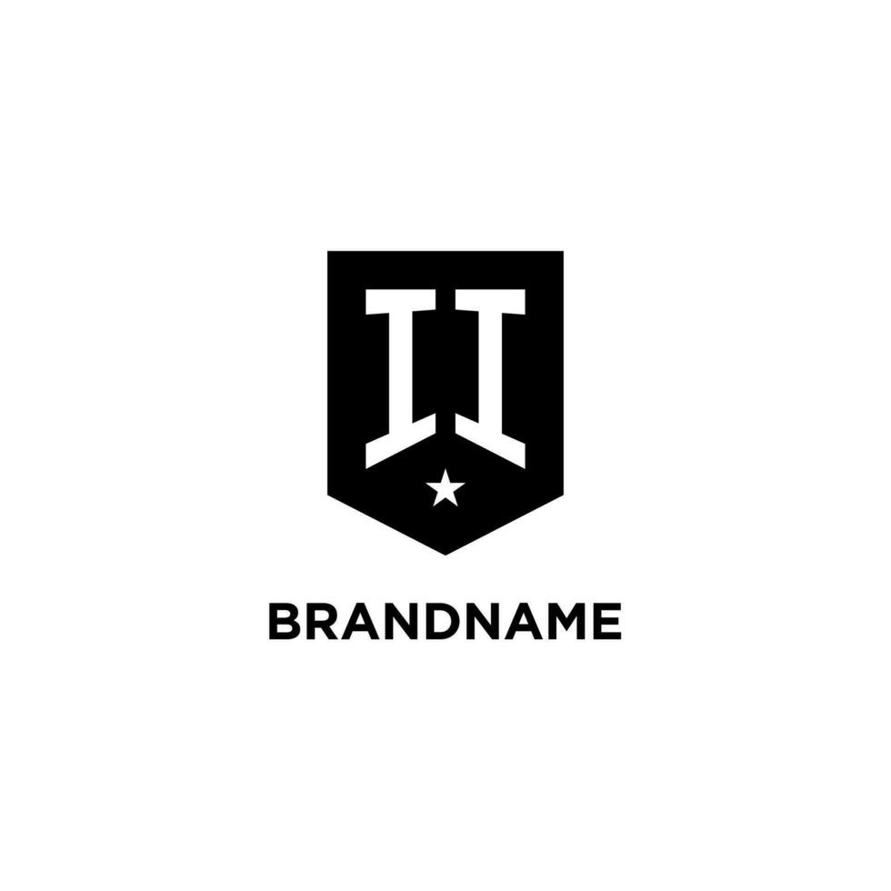 ii monogram eerste logo met meetkundig schild en ster icoon ontwerp stijl vector