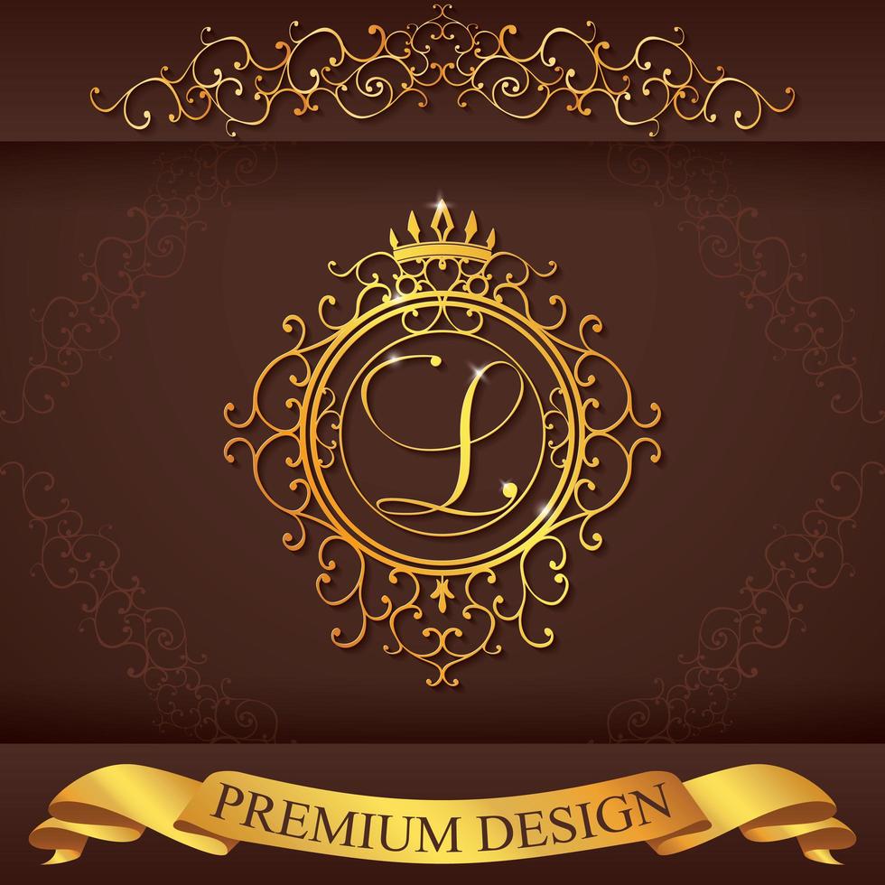 letter l. luxe logo sjabloon bloeit kalligrafische elegante ornamentlijnen. zakelijke teken, identiteit voor restaurant, royalty, boetiek, hotel, heraldiek, sieraden, mode, vector illustratie