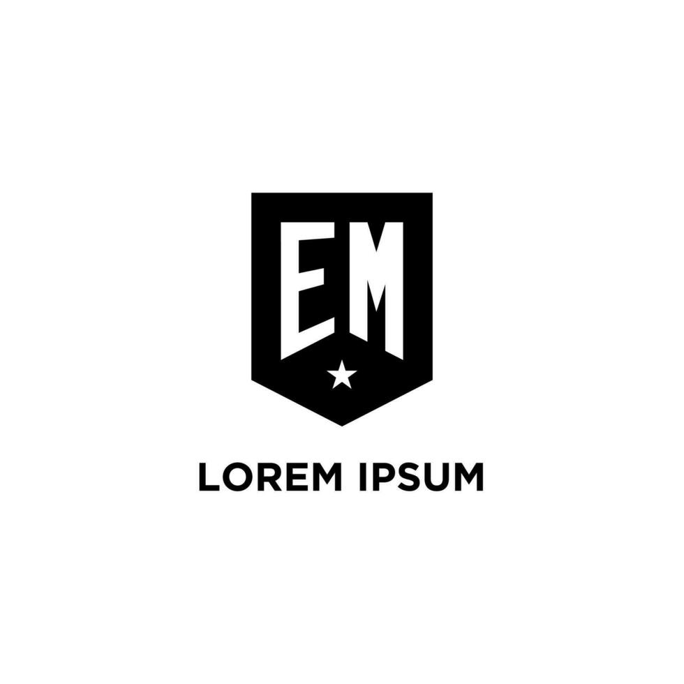 em monogram eerste logo met meetkundig schild en ster icoon ontwerp stijl vector