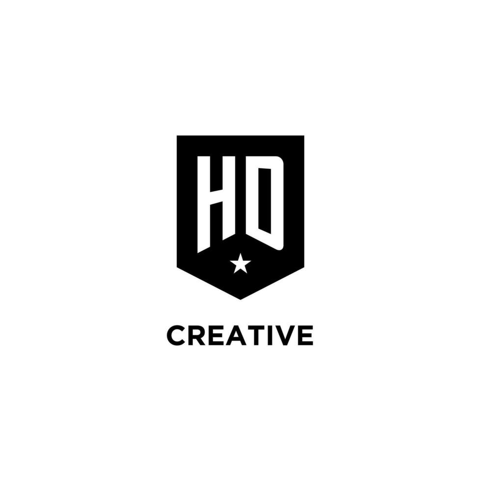 hd monogram eerste logo met meetkundig schild en ster icoon ontwerp stijl vector
