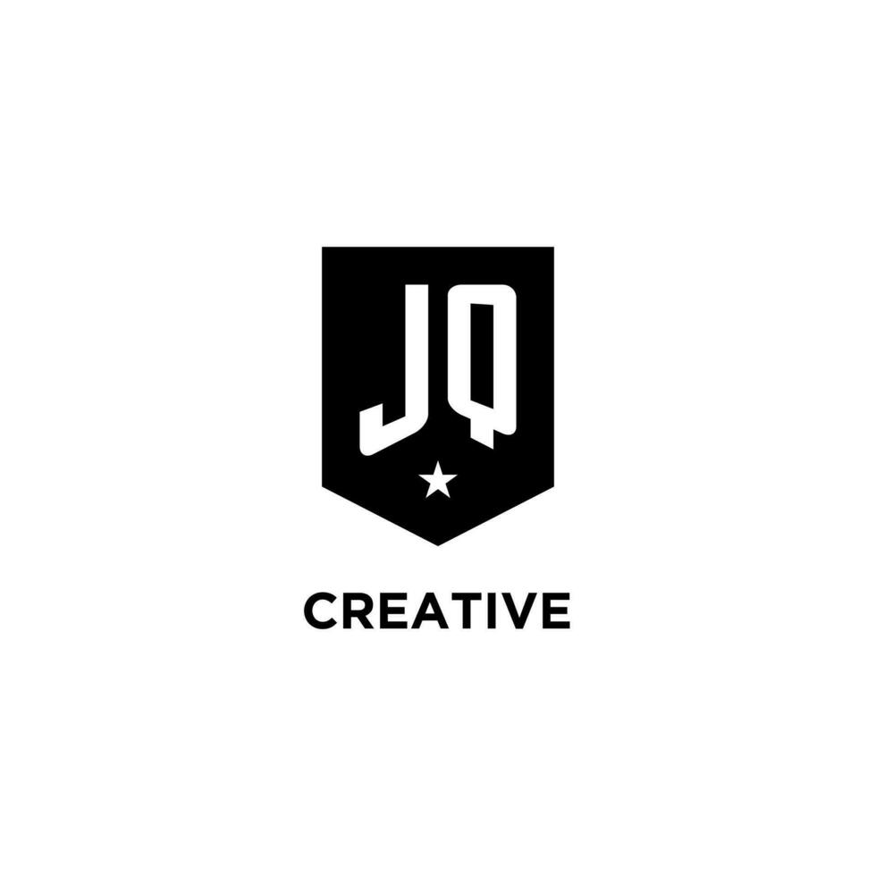 jq monogram eerste logo met meetkundig schild en ster icoon ontwerp stijl vector