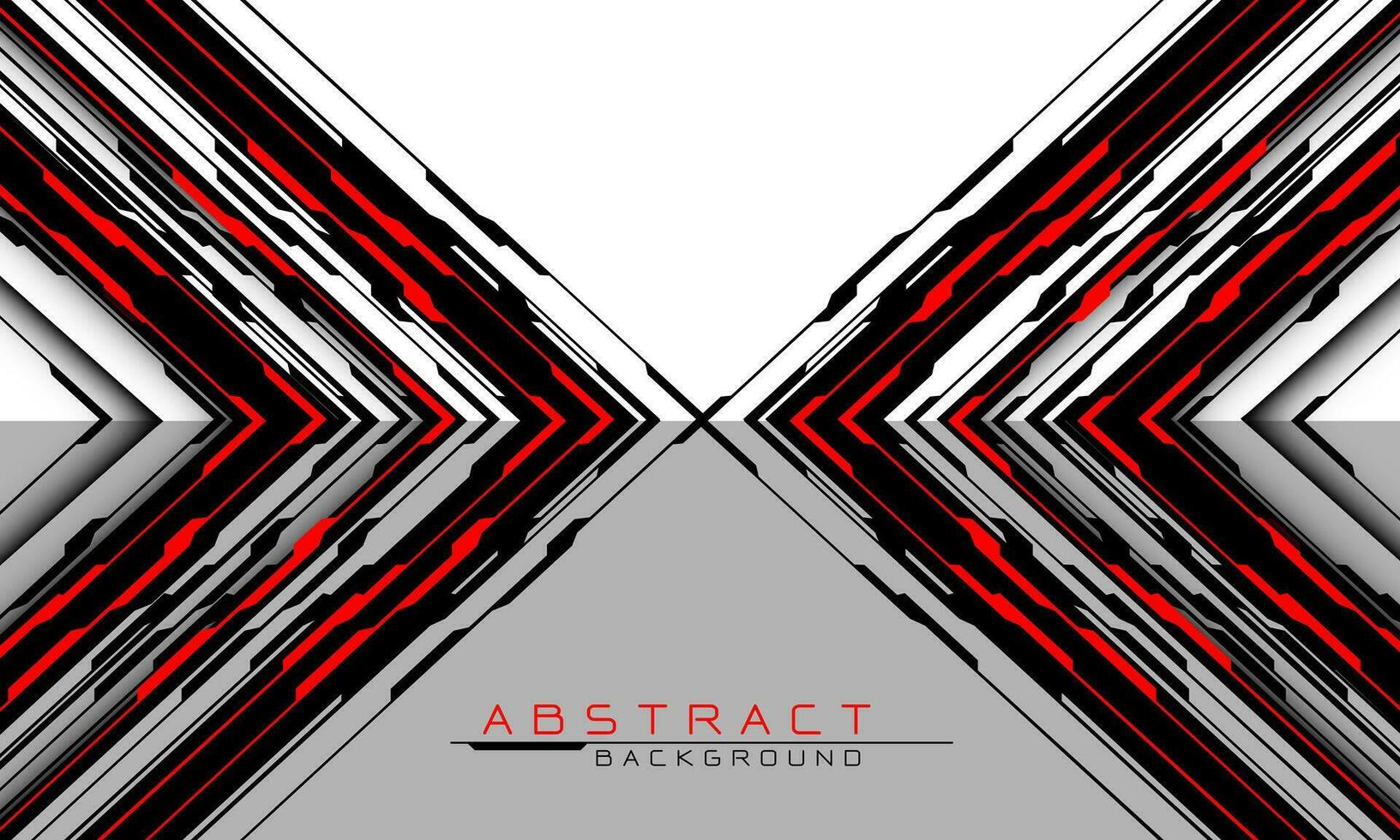 abstract cyber stroomkring rood zwart pijl richting meetkundig kruis Aan wit grijs blanco ruimte ontwerp modern futuristische technologie creatief achtergrond vector