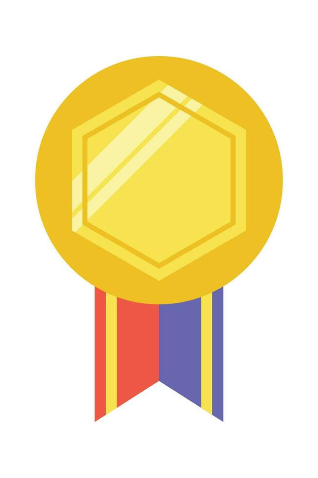 goud medaille of winnaar prijs icoon, logo. geschikt voor de ontwerp element van een kampioenschap medaille, eerste plaats winnaar, goud, zilver en bronzen medaillewinnaar. cirkel prijzen met linten. prestatie symbool. vector