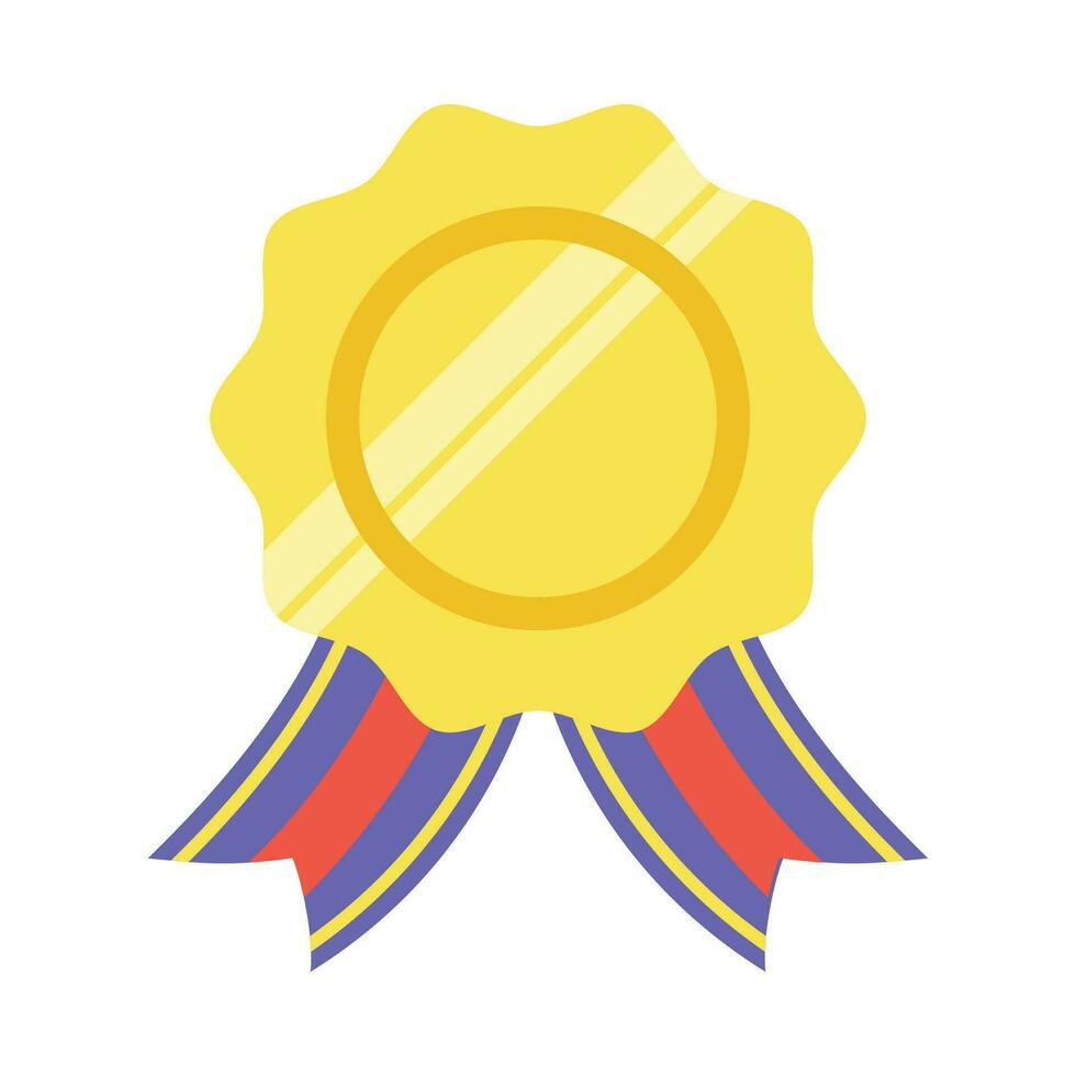 goud medaille of winnaar prijs icoon, logo. geschikt voor de ontwerp element van een kampioenschap medaille, eerste plaats winnaar, goud, zilver en bronzen medaillewinnaar. cirkel prijzen met linten. prestatie symbool. vector