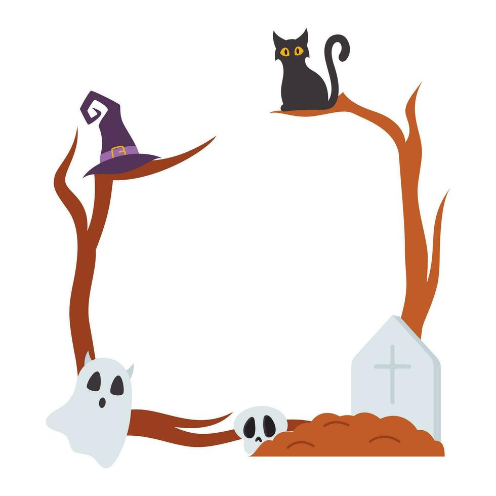 halloween kader element. halloween grens decoratie. gelukkig halloween cirkel kader of grens voor partij uitnodiging, poster, plaats tekst in de kader. vector