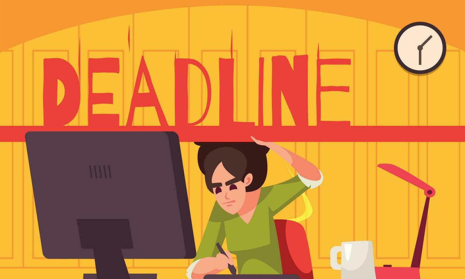 deadline tekenfilm concept vector