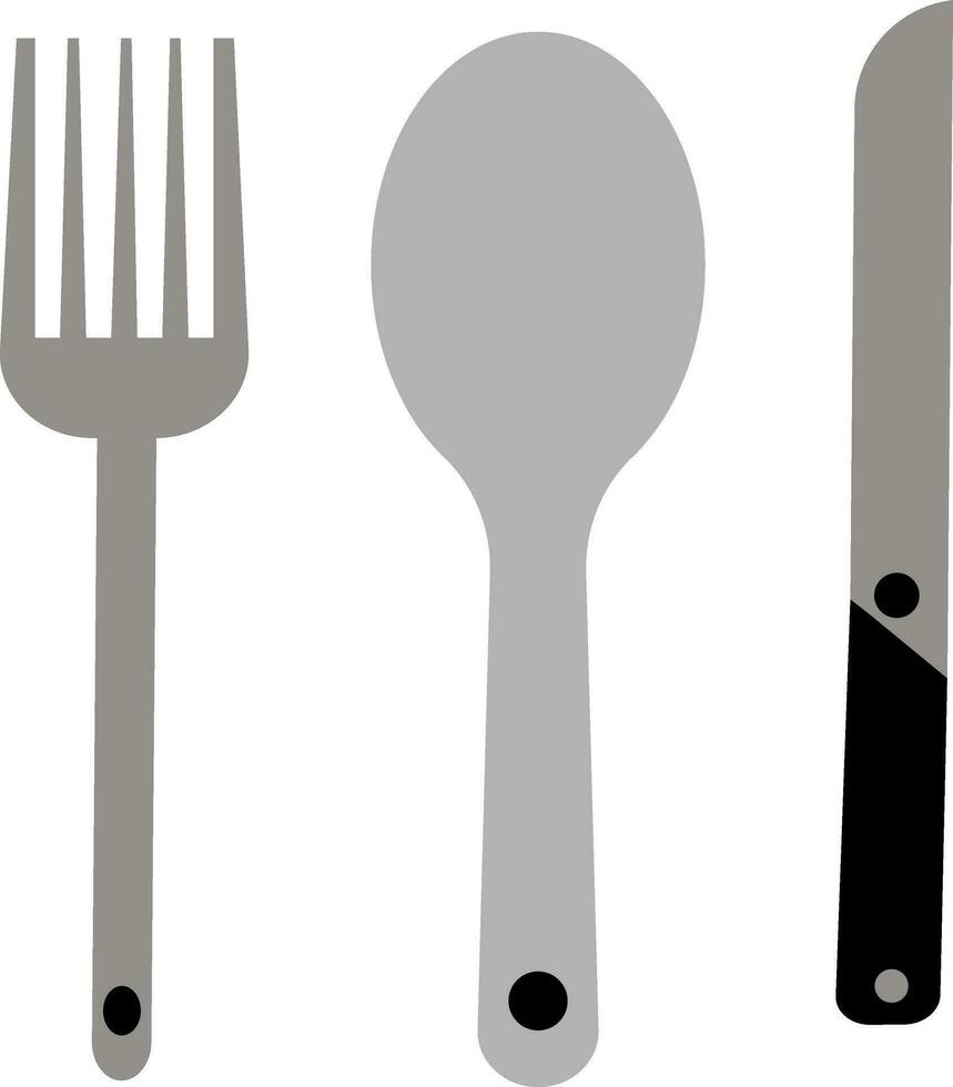 zwart en grijs mes, vork en lepel Aan wit achtergrond. vector
