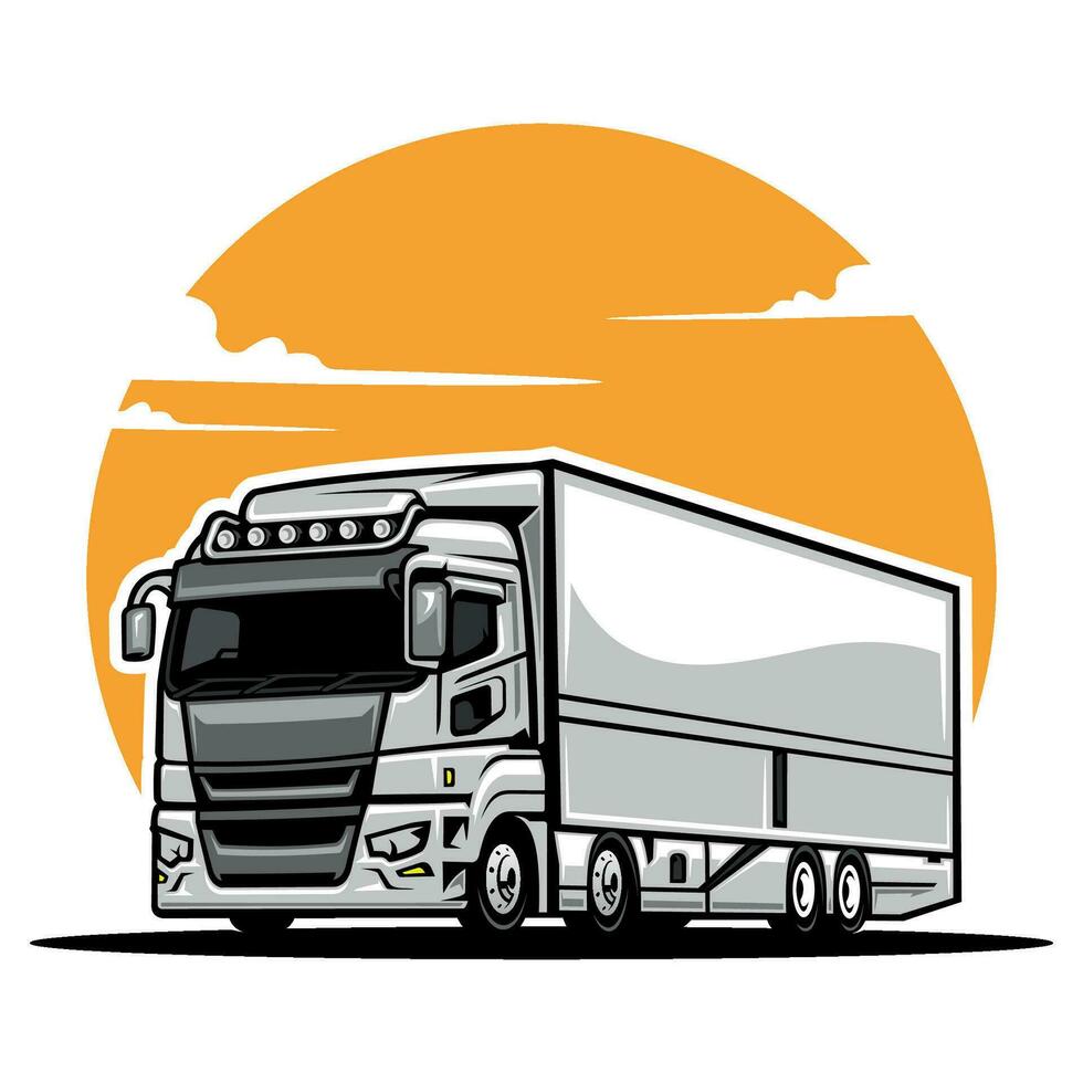 aanhangwagen lading vrachtauto illustratie icoon vector