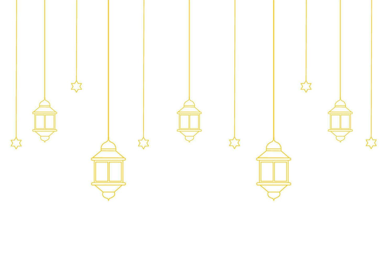 Ramadan lantaarn lijn kunst goud vector