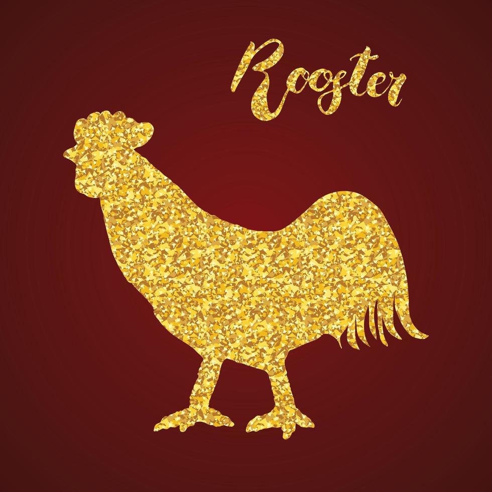 haan of haan gouden glitter silhouet, symbool van Chinees Nieuwjaar 2017 vectorillustratie. vector