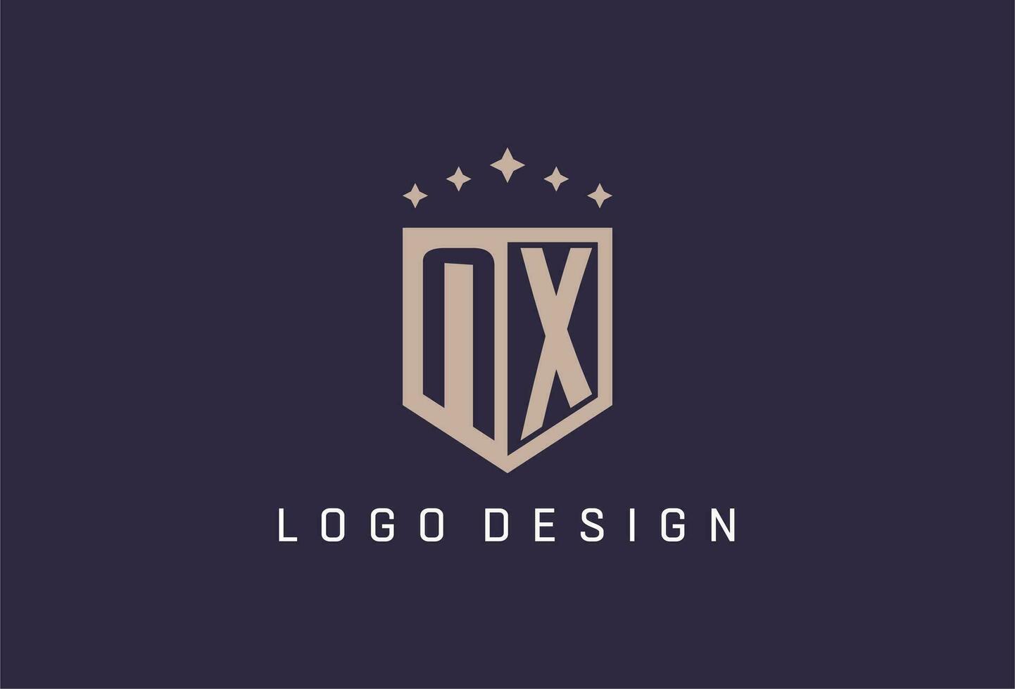 nx eerste schild logo icoon meetkundig stijl ontwerp vector