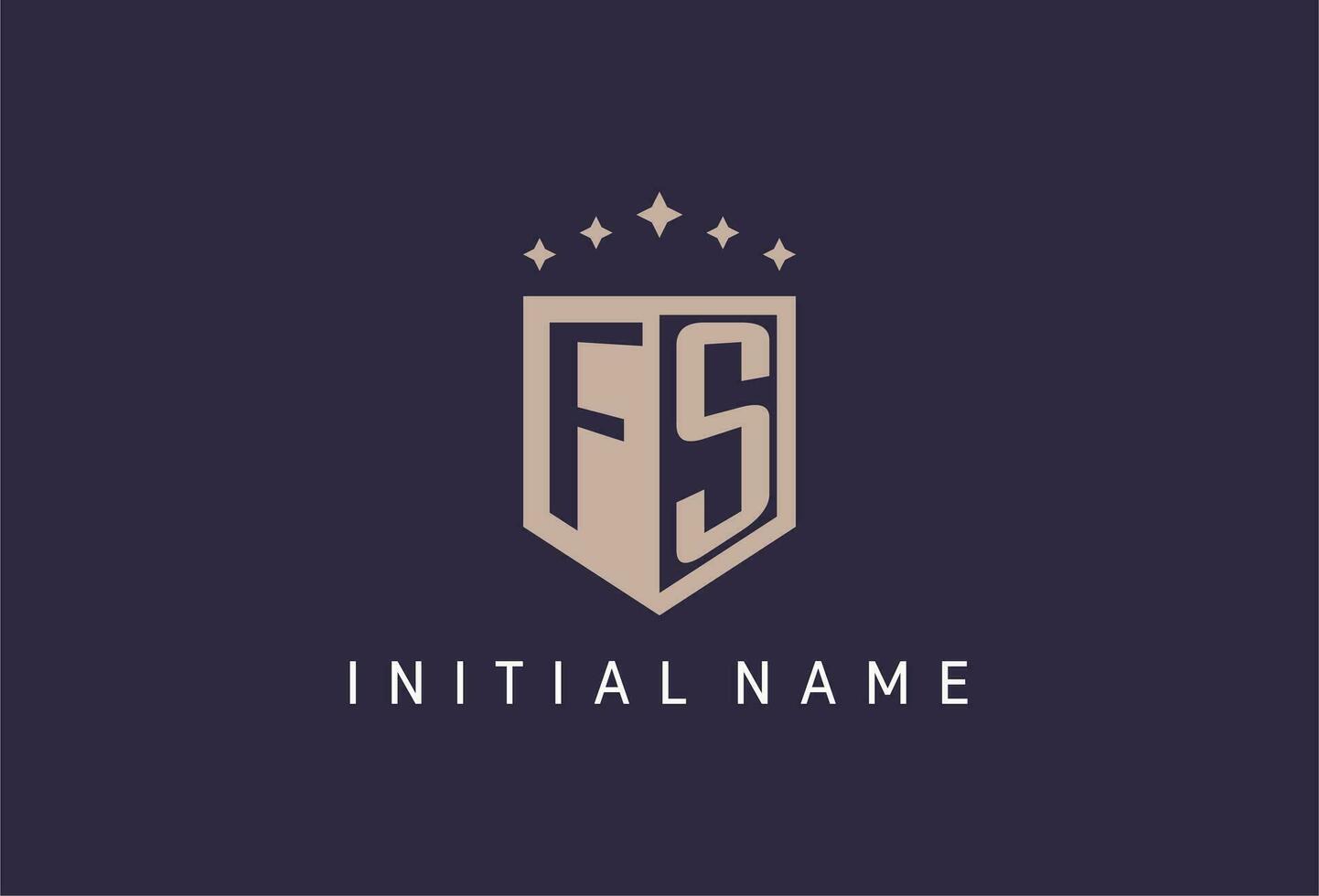fs eerste schild logo icoon meetkundig stijl ontwerp vector