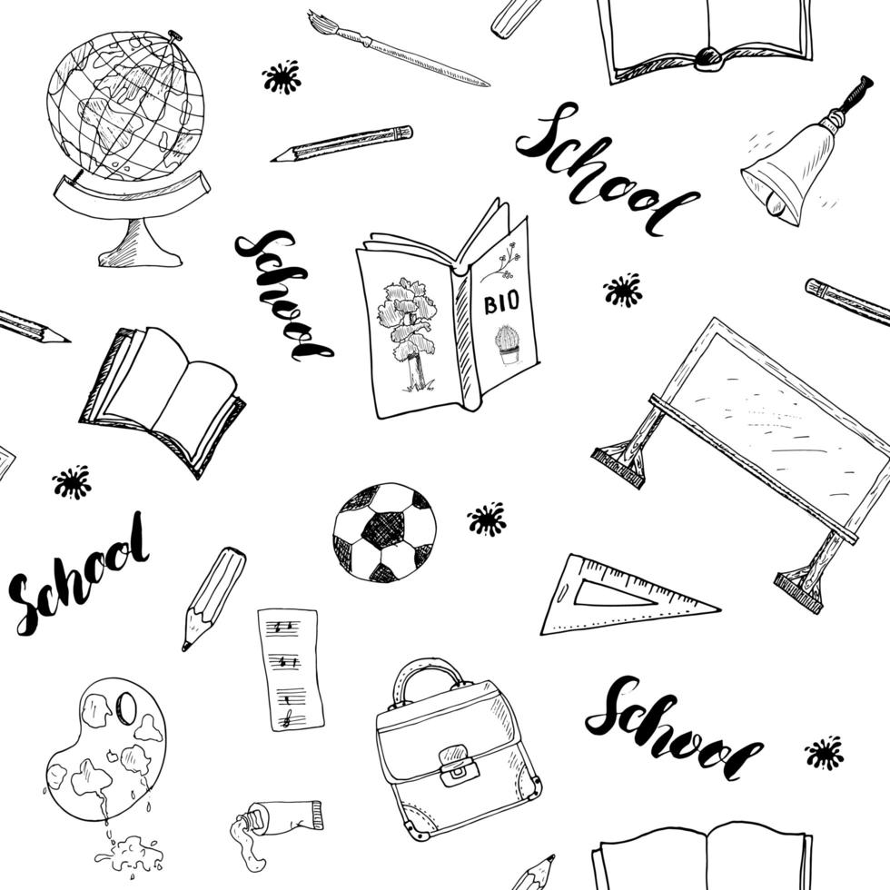 school naadloze patroon handgetekende doodles, vectorillustratie vector