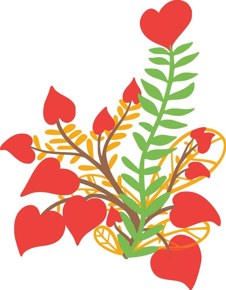vector illustratie van een boeket van rood harten Aan een wit achtergrond