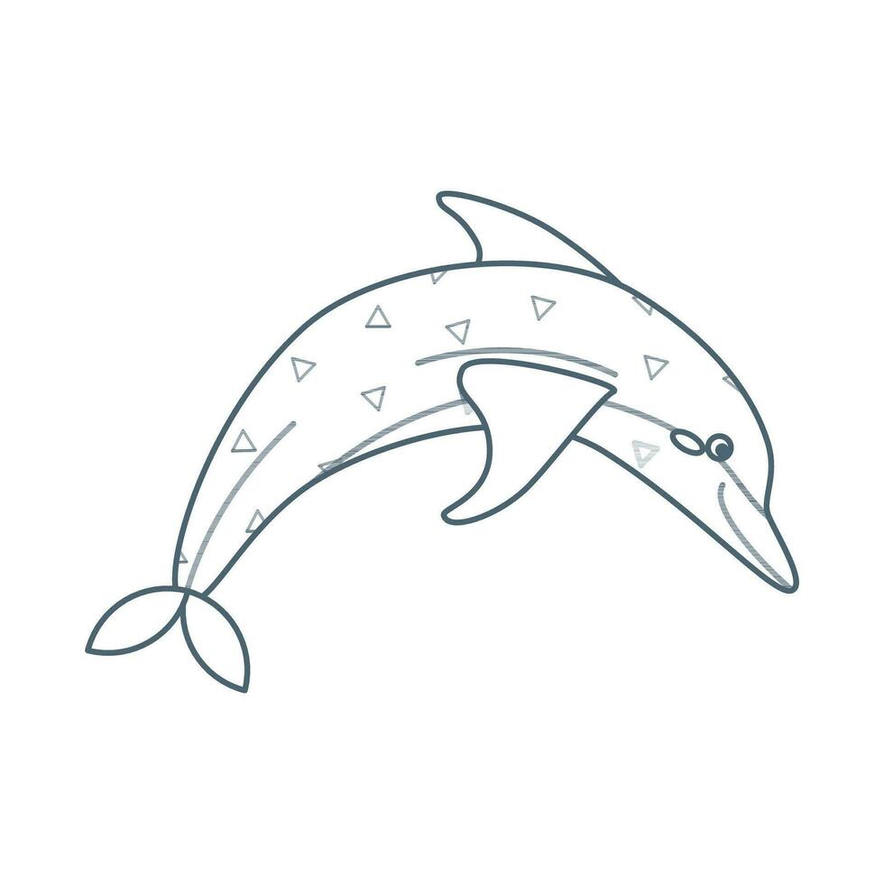 dolfijn, zee dier. een inwoner van de zee wereld, een schattig onderwater- schepsel. lijn kunst. vector