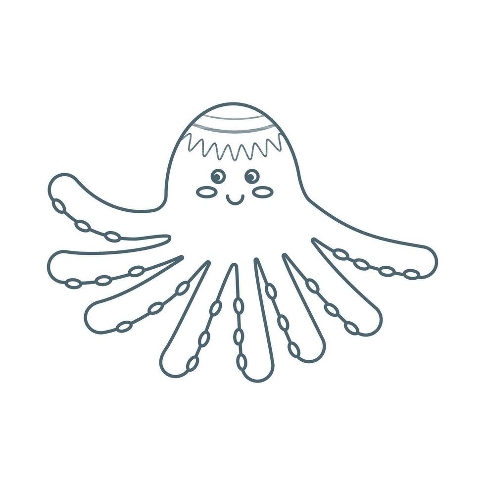 Octopus, zee dier. een inwoner van de zee wereld, een schattig onderwater- schepsel. lijn kunst. vector