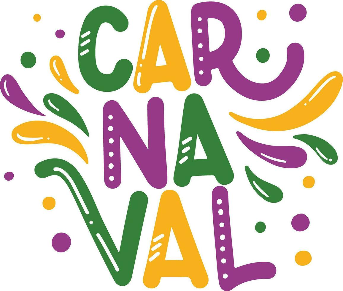 carnaval belettering kaart. vector illustratie met hand- getrokken belettering.