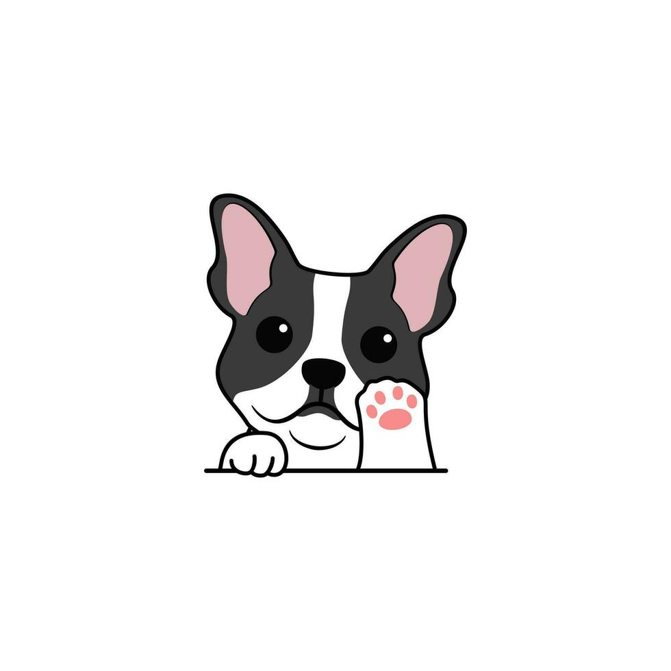 vector schattig bulldog puppy golvend poot tekenfilm vector illustratie