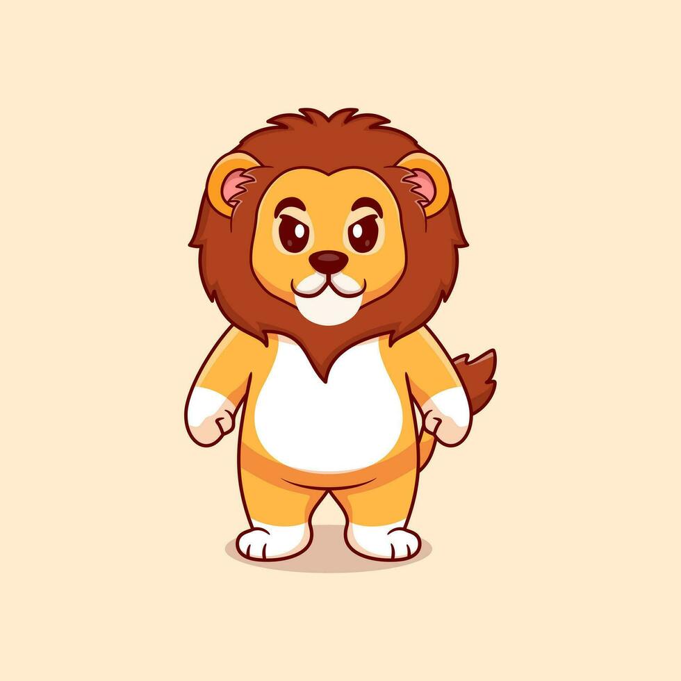 vector schattig leeuw boos tekenfilm vector icoon illustratie dier natuur icoon concept geïsoleerd premie