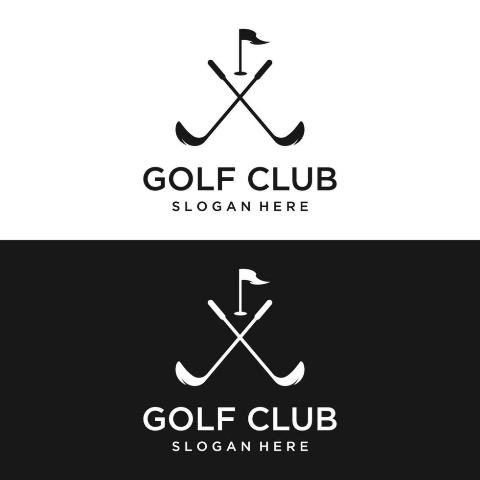 golf bal en stok en golf Cursus logo sjabloon ontwerp. logo voor professioneel golf team, golf club, toernooi, bedrijf, evenement. vector