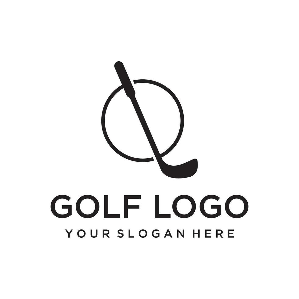 golf bal en stok en golf Cursus logo sjabloon ontwerp. logo voor professioneel golf team, golf club, toernooi, bedrijf, evenement. vector