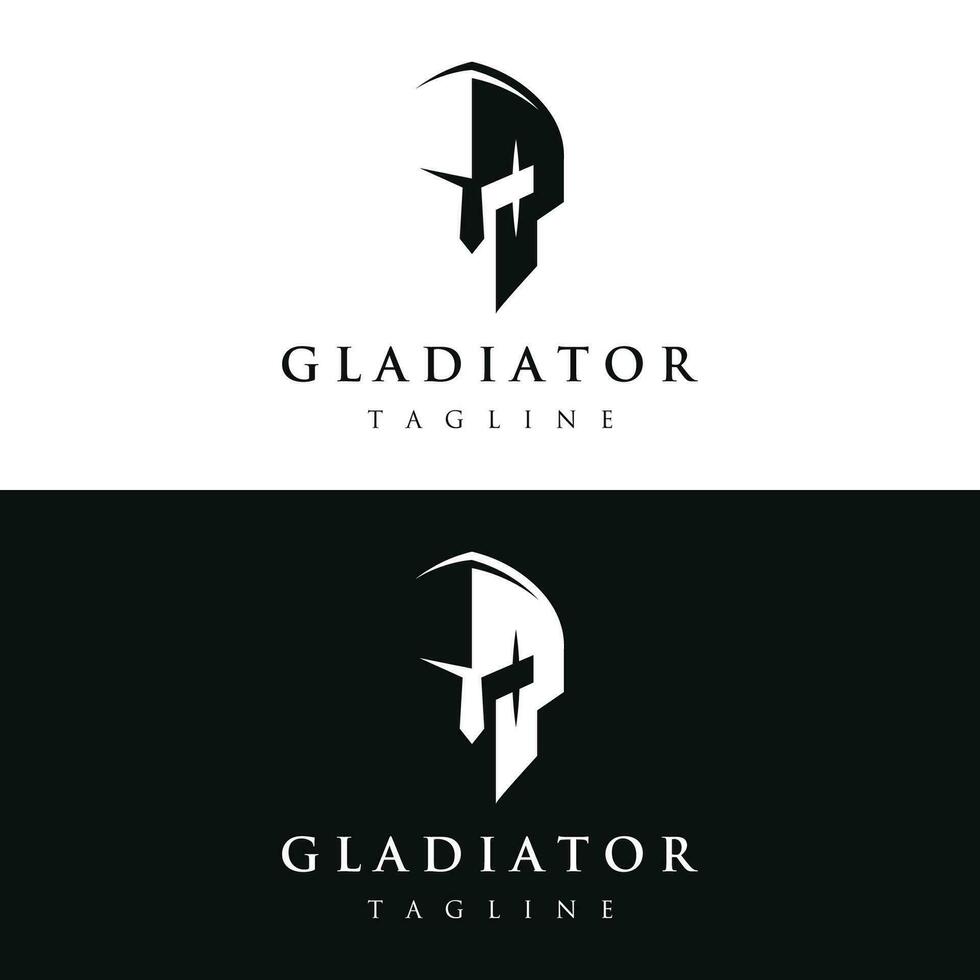 gemakkelijk Grieks spartaans krijger helm logo sjabloon ontwerp, met creatief idee. vector