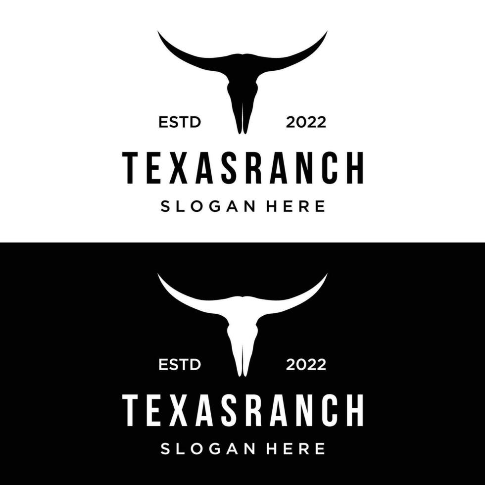 Longhorn Texas boerderij wild west dier logo ontwerp wijnoogst retro.logo voor cowboy, vee, insigne, restaurant. vector