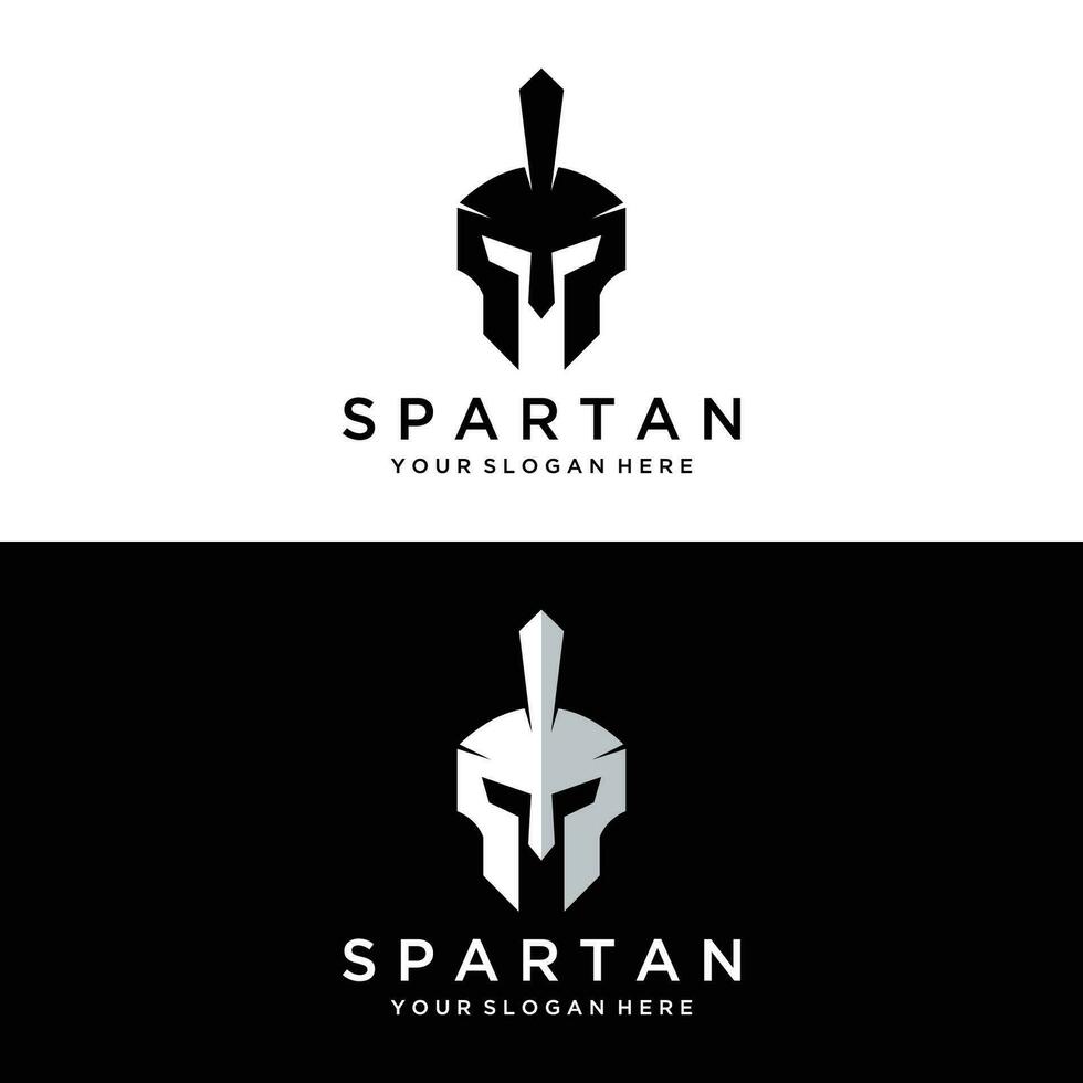 gemakkelijk Grieks spartaans krijger helm logo sjabloon ontwerp, met creatief idee. vector