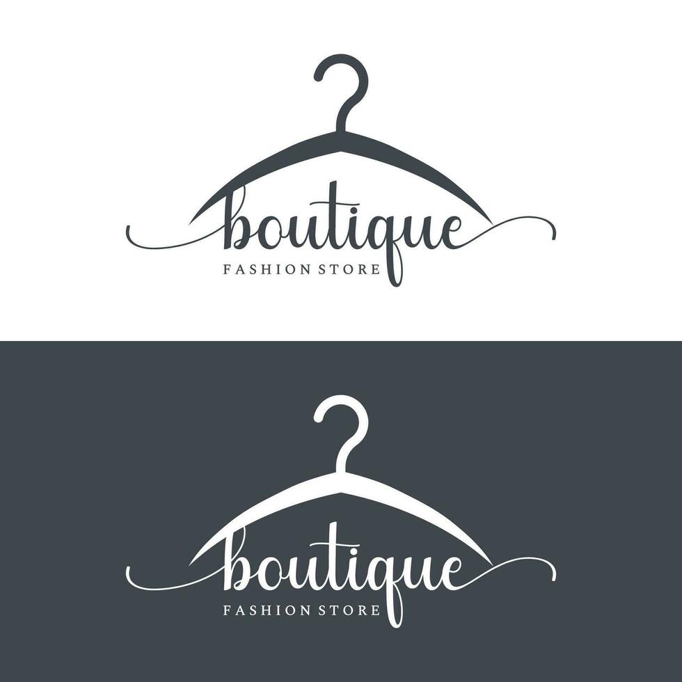 gemakkelijk jas hanger logo sjabloon ontwerp met creatief idee.logo voor bedrijf, boetiek, mode, schoonheid. vector