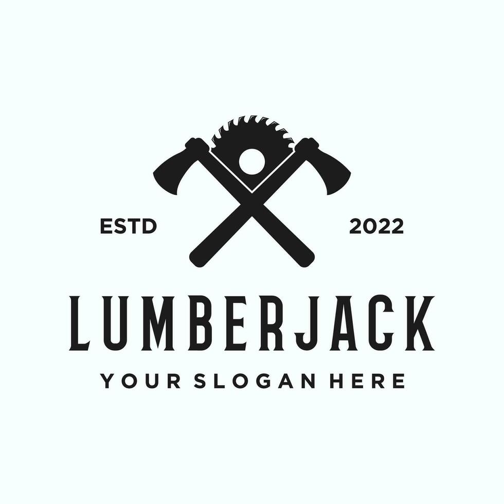 hout zag premie logo sjabloon ontwerp met wijnoogst timmerwerk tools.logo voor bedrijf, timmerwerk, houthakker, label, kenteken. vector