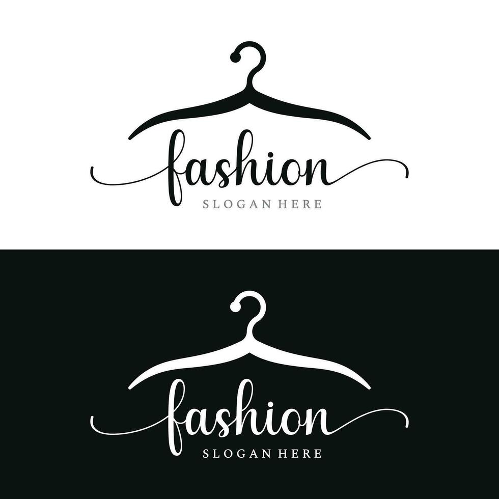 gemakkelijk jas hanger logo sjabloon ontwerp met creatief idee.logo voor bedrijf, boetiek, mode, schoonheid. vector