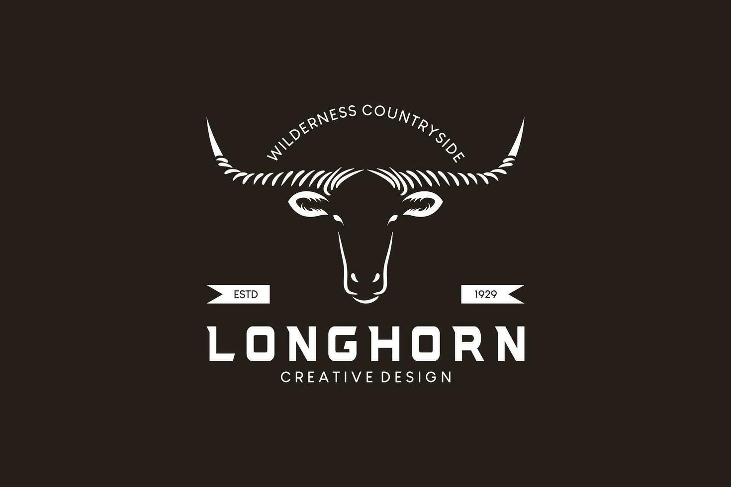 wijnoogst Texas Longhorn symbool logo ontwerp, creatief concept langhoornig koe vector illustratie