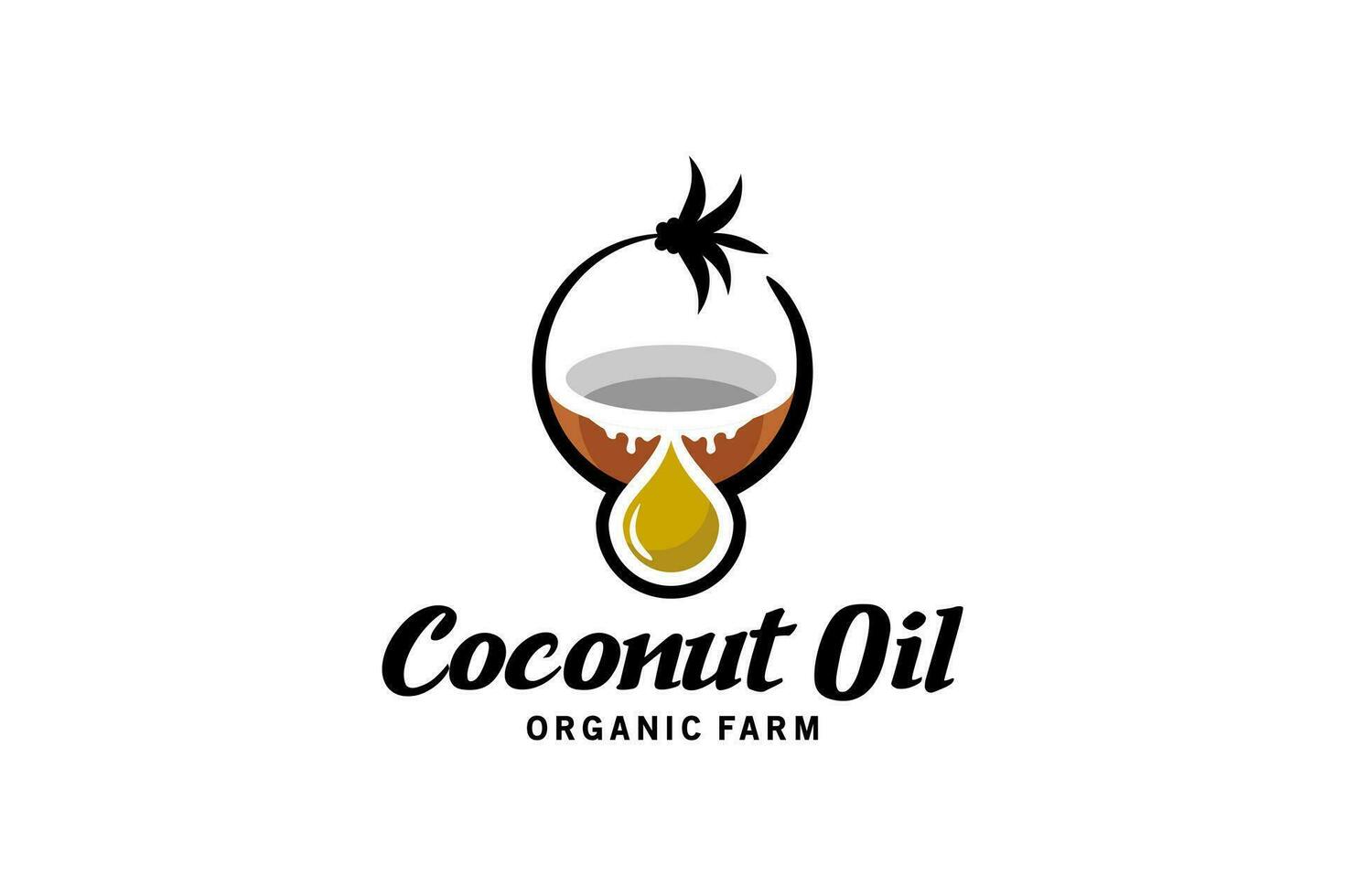 zuiver natuurlijk kokosnoot olie laten vallen logo vector illustratie ontwerp