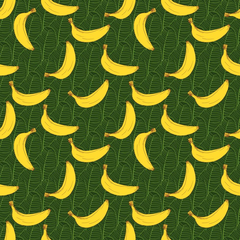 banaan hand getrokken schets naadloze patroon. vector illustratie