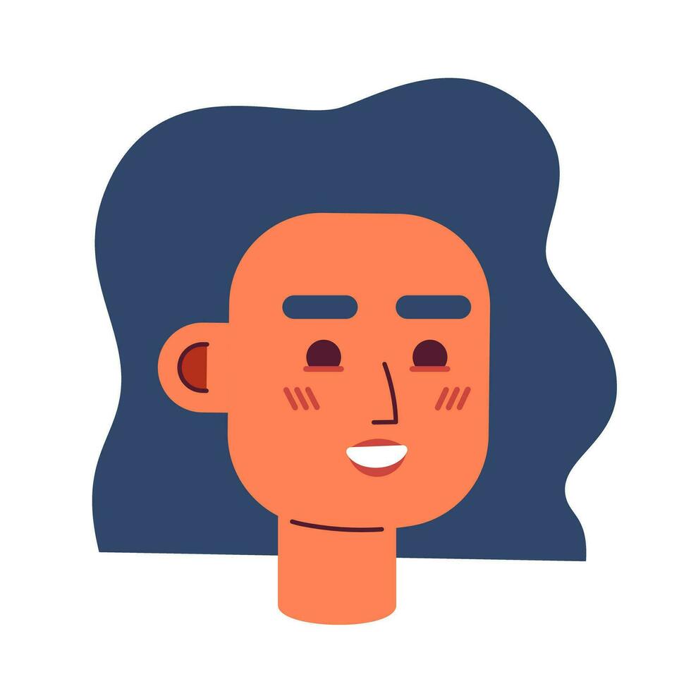 spaans Latijns-Amerikaans vrouw met golvend kapsel semi vlak vector karakter hoofd. bewerkbare tekenfilm avatar icoon. gezicht emotie. kleurrijk plek illustratie voor web grafisch ontwerp, animatie