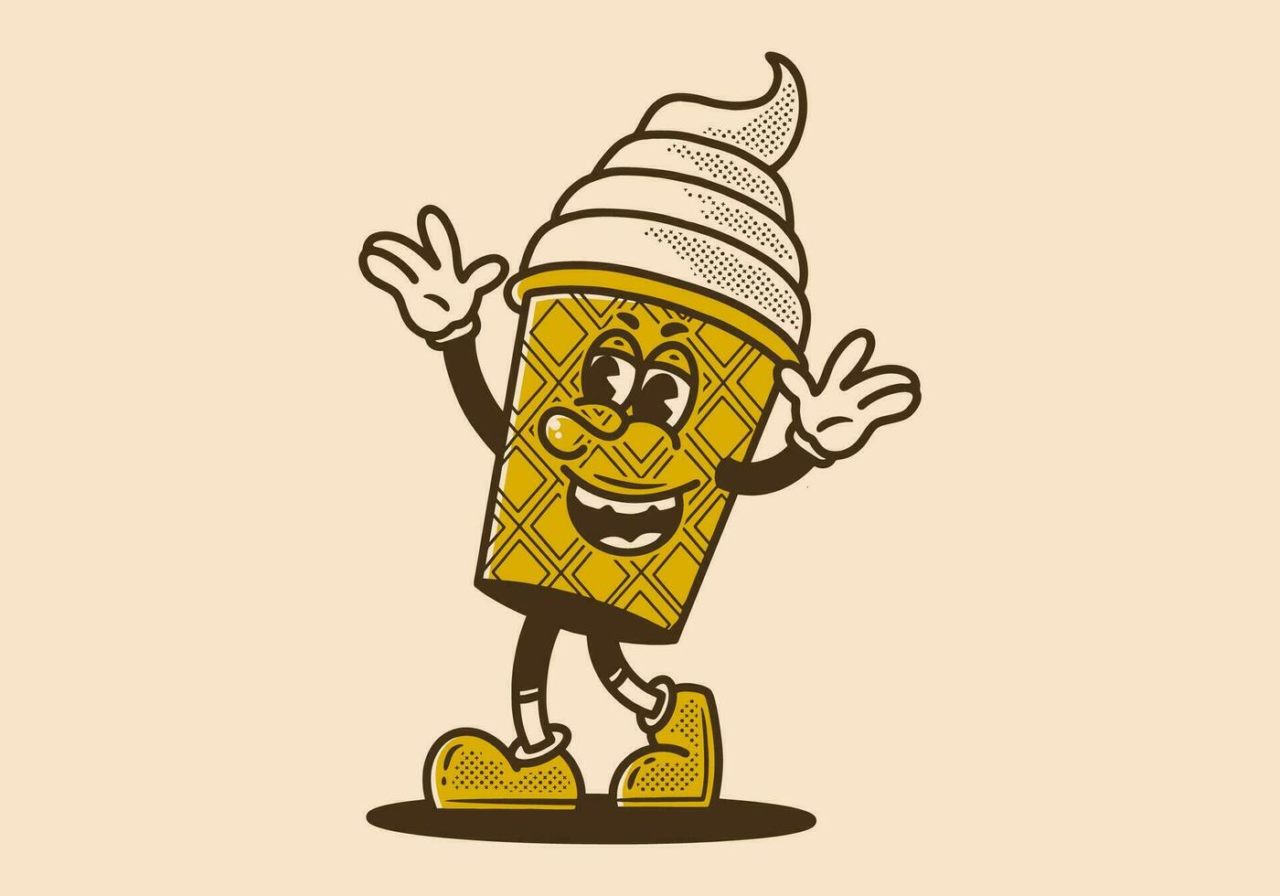 ijs room mascotte karakter illustratie met gelukkig uitdrukking vector