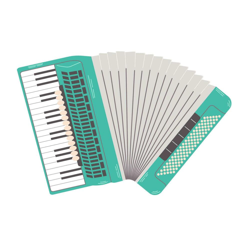 accordeon illustratie geïsoleerd Aan wit. volk piano accordeon muziek- instrument. vlak tekenfilm vector illustratie.