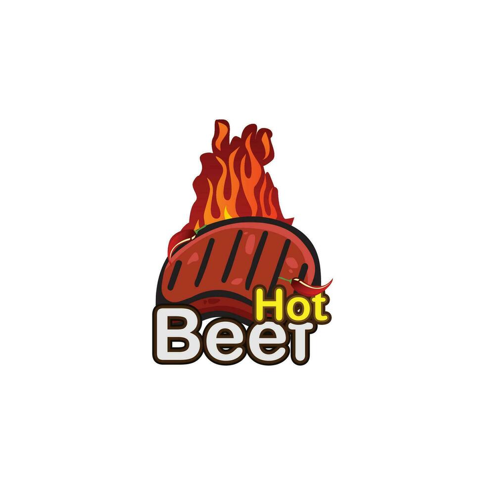 gegrild rundvlees met pittig kruiderij logo symbool vector sjabloon illustratie geschikt voor barbecue voedsel restaurant bedrijf