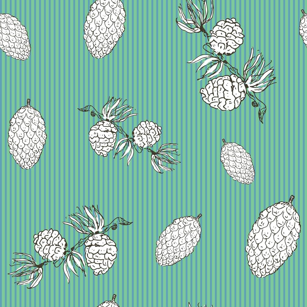 dennenappels hand getrokken schets retro, vintage naadloze patroon. vector illustratie.