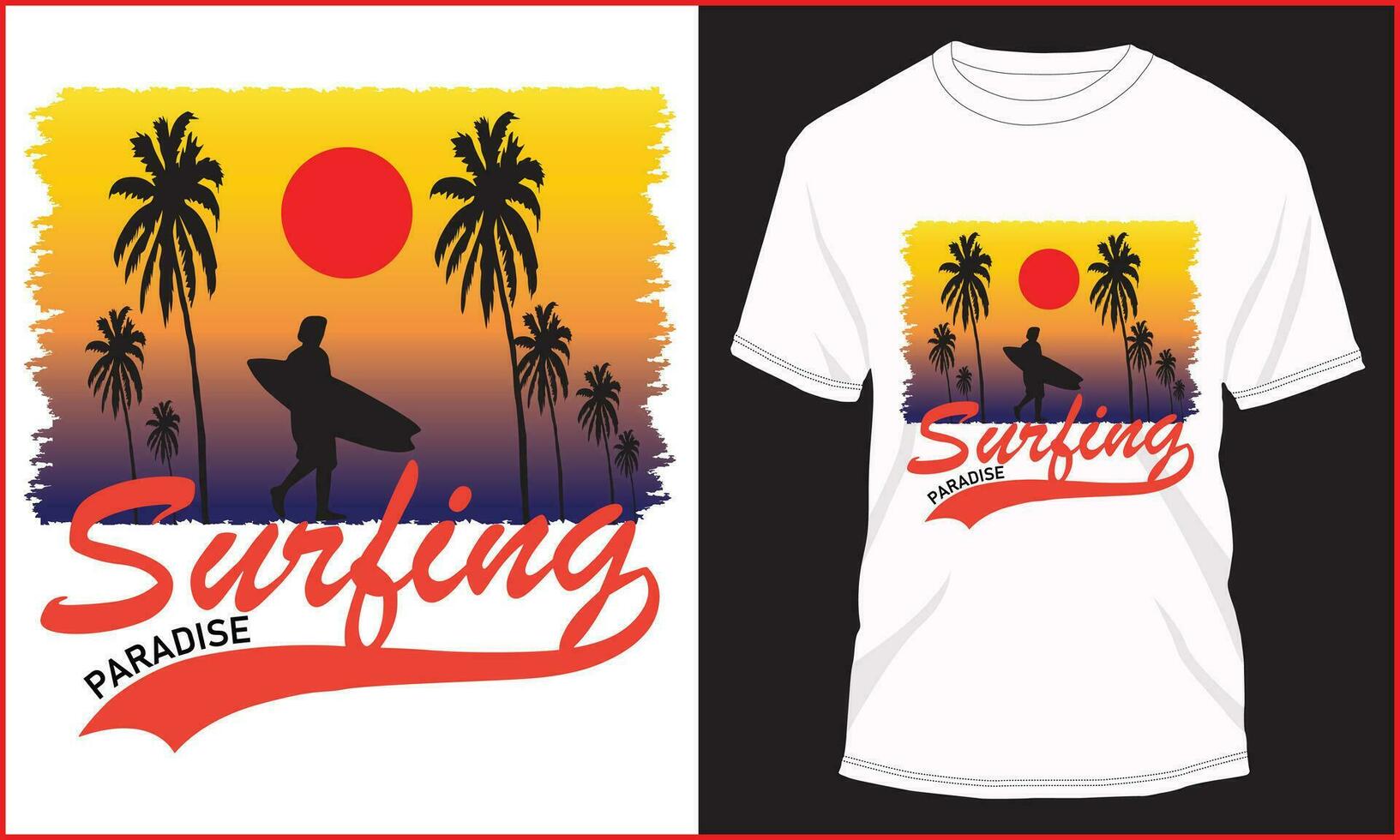 surfing paradijs t-shirt ontwerp vector illustratie