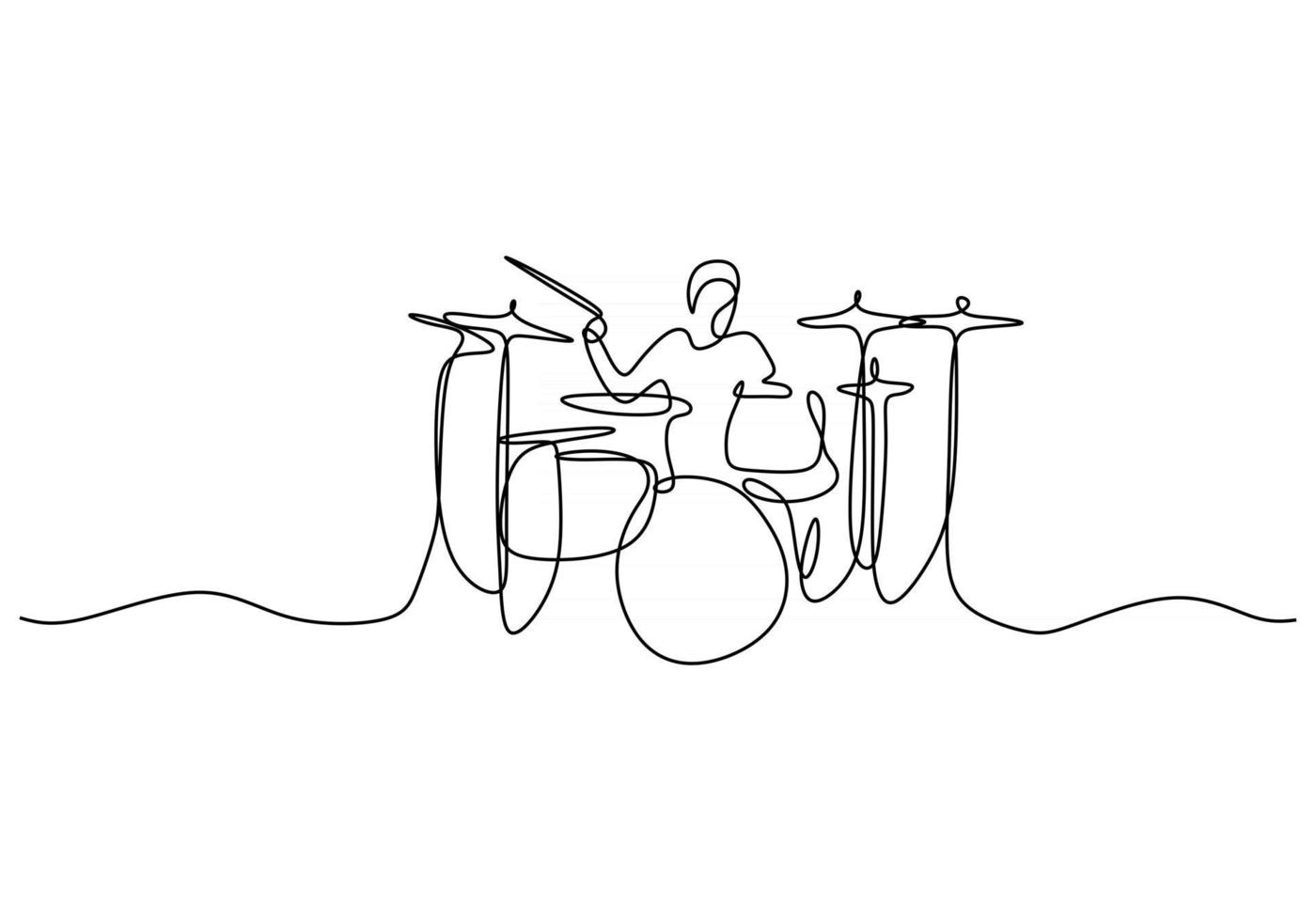 continu een lijntekening drummer vector