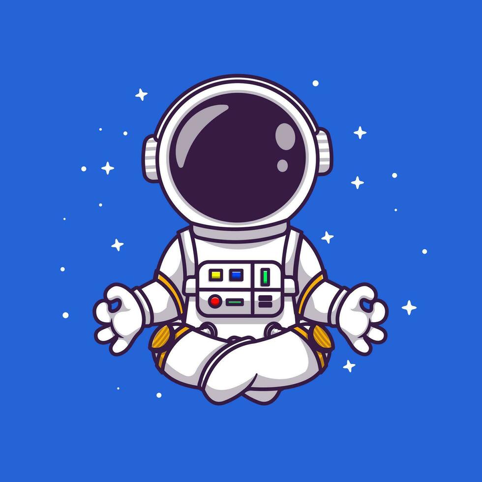 schattig astronaut meditatie yoga in ruimte tekenfilm vector icoon illustratie. wetenschap sport icoon concept