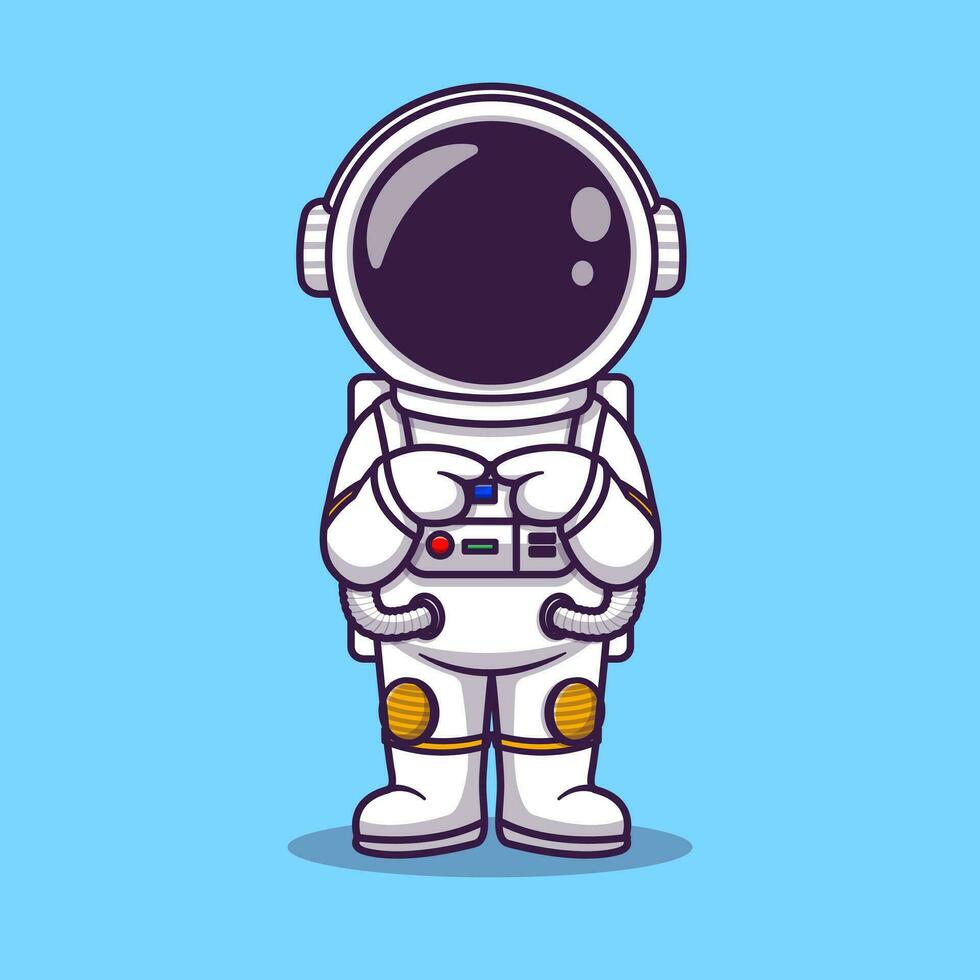 schattig astronaut verward tekenfilm illustratie. wetenschap technologie concept geïsoleerd . vlak tekenfilm stijl vector