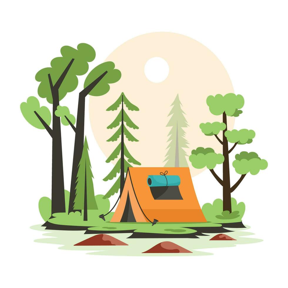 modieus camping tent vector