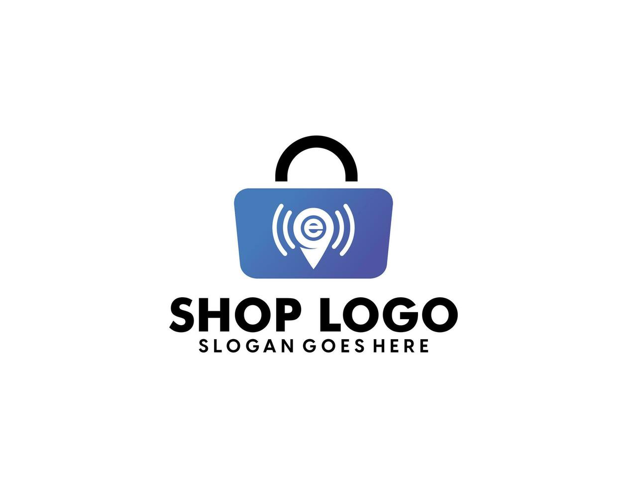 winkel logo met zak icoon voor e handel en op te slaan logo vector